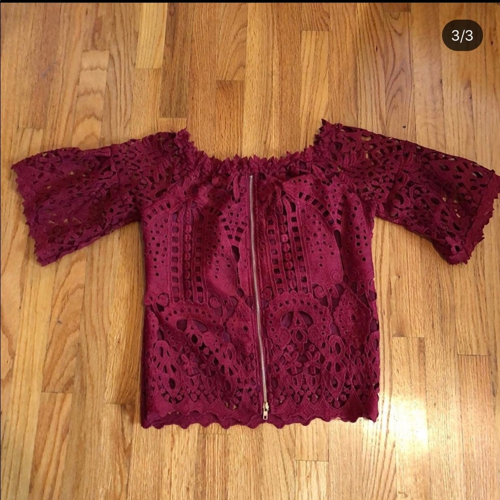 Red blouse.